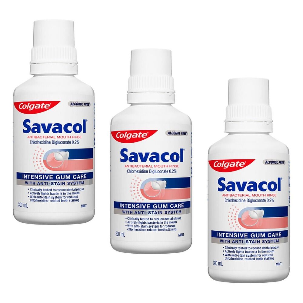 Colgate Savacol Antibacterial Mouth Rinse Mint 300mL Pack of 3