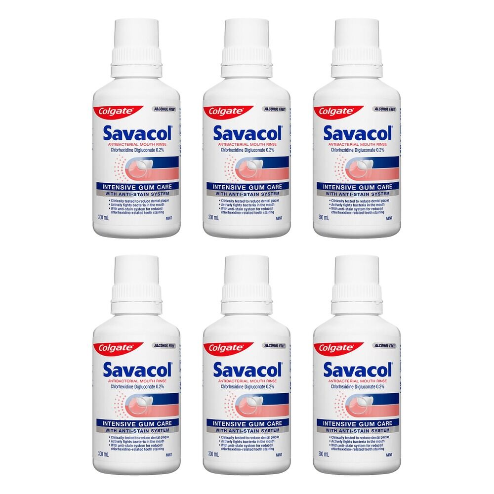 Colgate Savacol Antibacterial Mouth Rinse Mint 300mL Pack of 6