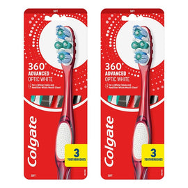 Colgate 360 Optic White Soft Toothbrush 3 Pack Bundle of 2