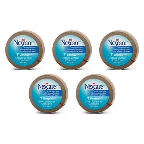 Nexcare Gentle Paper Tape Tan 12.7mm x 9.1m x 24 Bundle of 5