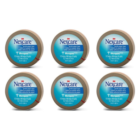 Nexcare Gentle Paper Tape Tan 12.7mm x 9.1m x 24 Bundle of 6