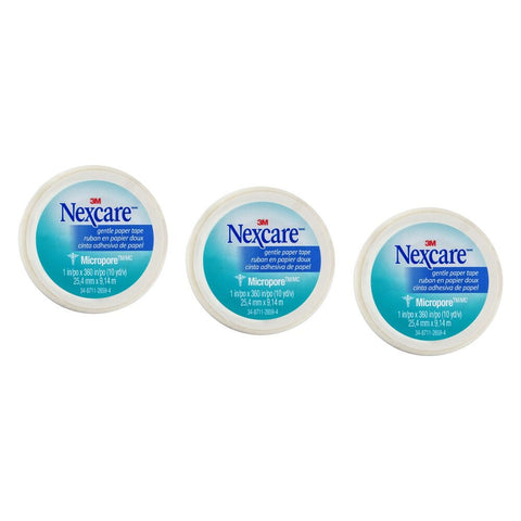 Nexcare Gentle Paper Tape White 25.4mm x 9.1 Metres x 12 Bundle of 3