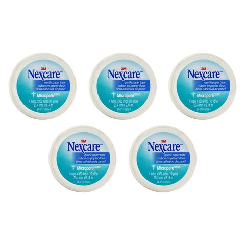 Nexcare Gentle Paper Tape White 25.4mm x 9.1 Metres x 12 Bundle of 5