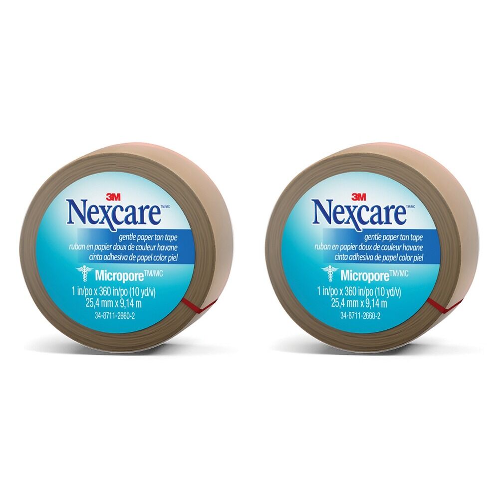 Nexcare Micropore Gentle Paper Tape Tan 25mm x 9.1m x 12 Bundle of 2