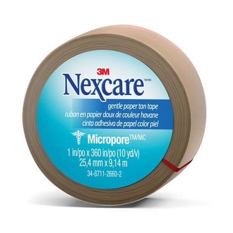 Nexcare Micropore Gentle Paper Tape Tan 25mm x 9.1m x 12
