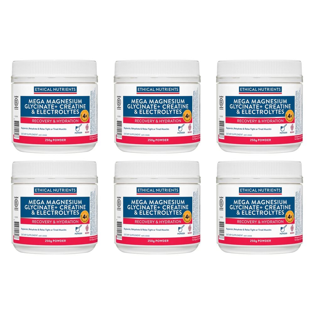 Ethical Nutrients Mega Magnesium Glycinate+ Creatine & Electrolytes Pack of 6