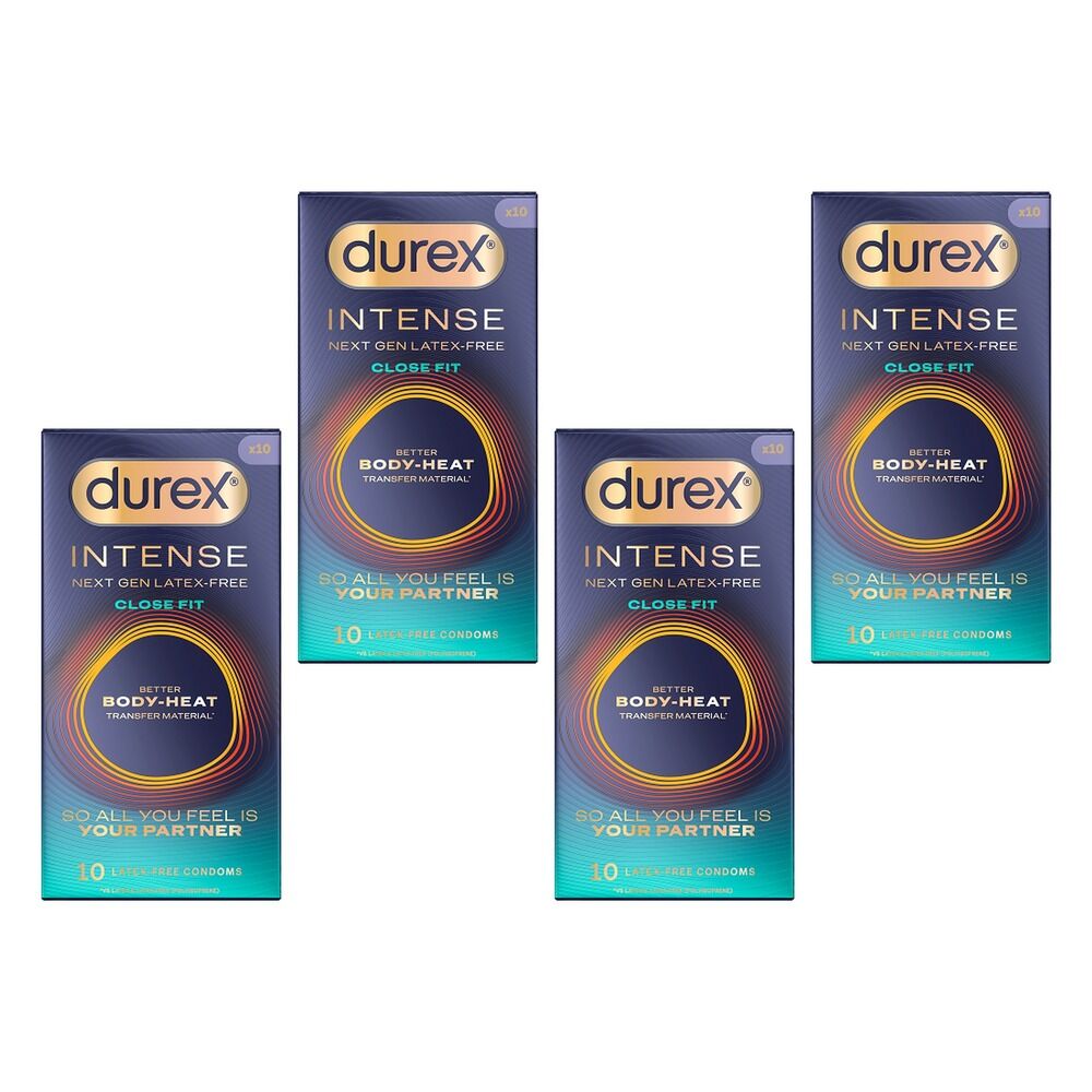 Durex Intense Close Fit Latex-Free Condoms 10 Pack Bundle of 4