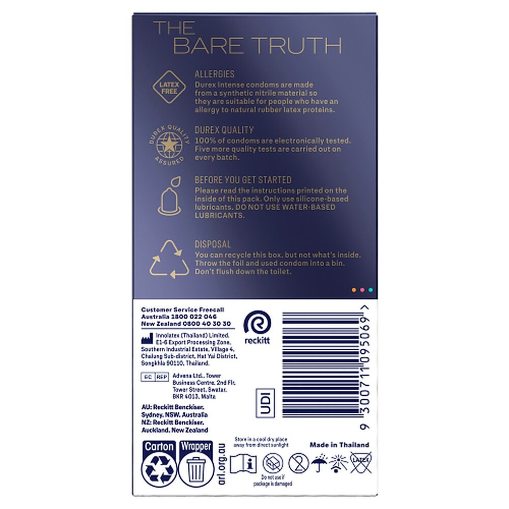 Durex Intense Close Fit Latex-Free Condoms 10 Pack