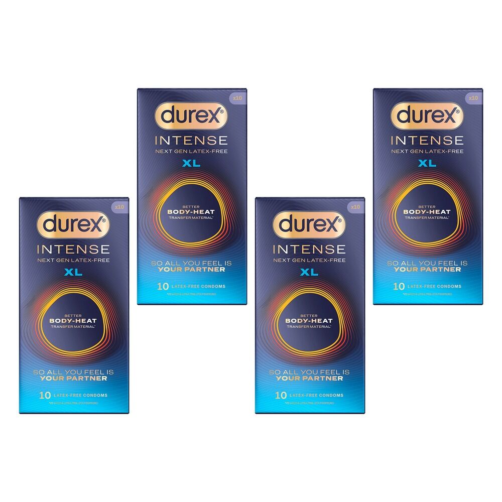 Durex Intense Extra Large Condoms 10 Pack Bundle of 4