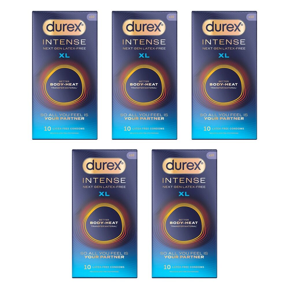 Durex Intense Extra Large Condoms 10 Pack Bundle of 5