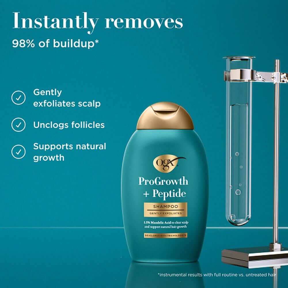 OGX ProGrowth + Peptide Clarifying Shampoo Scalp Exfoliant 385mL
