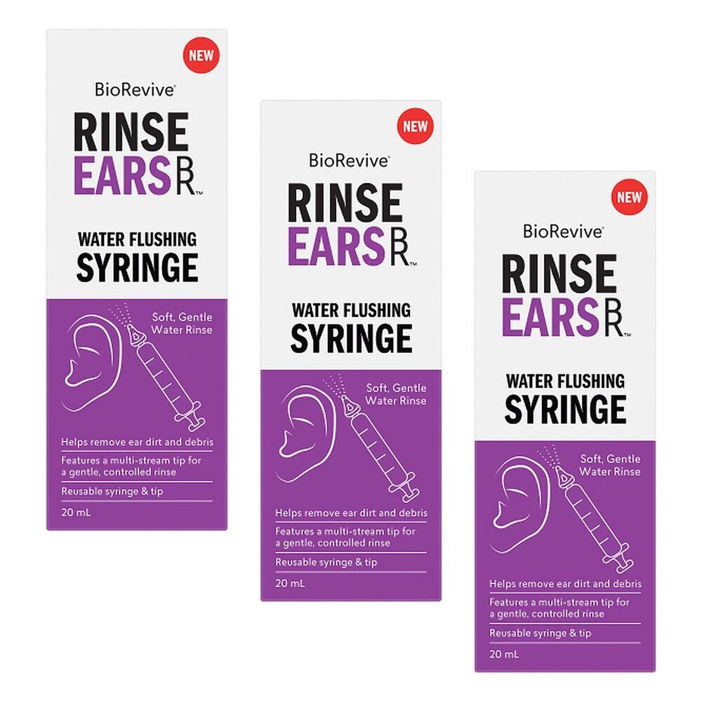 BioRevive RinseEars Water Flushing Syringe 20mL Pack of 3