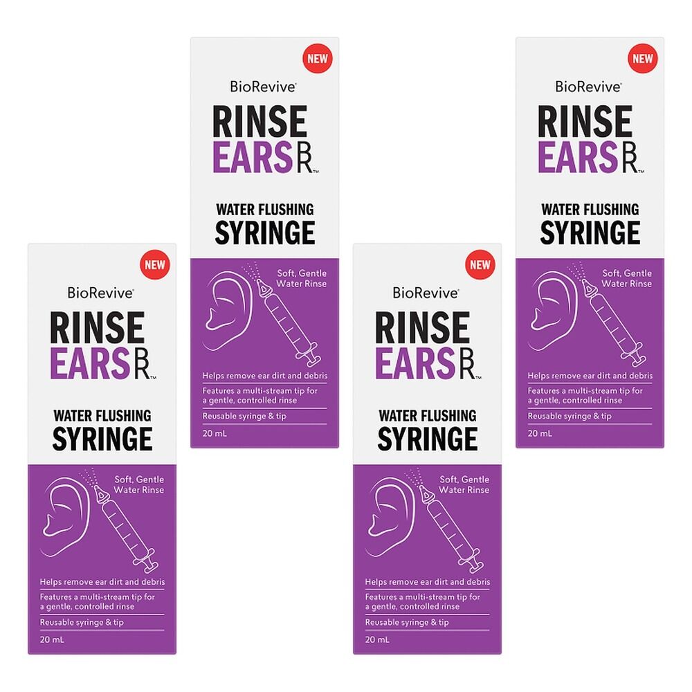 BioRevive RinseEars Water Flushing Syringe 20mL Pack of 4