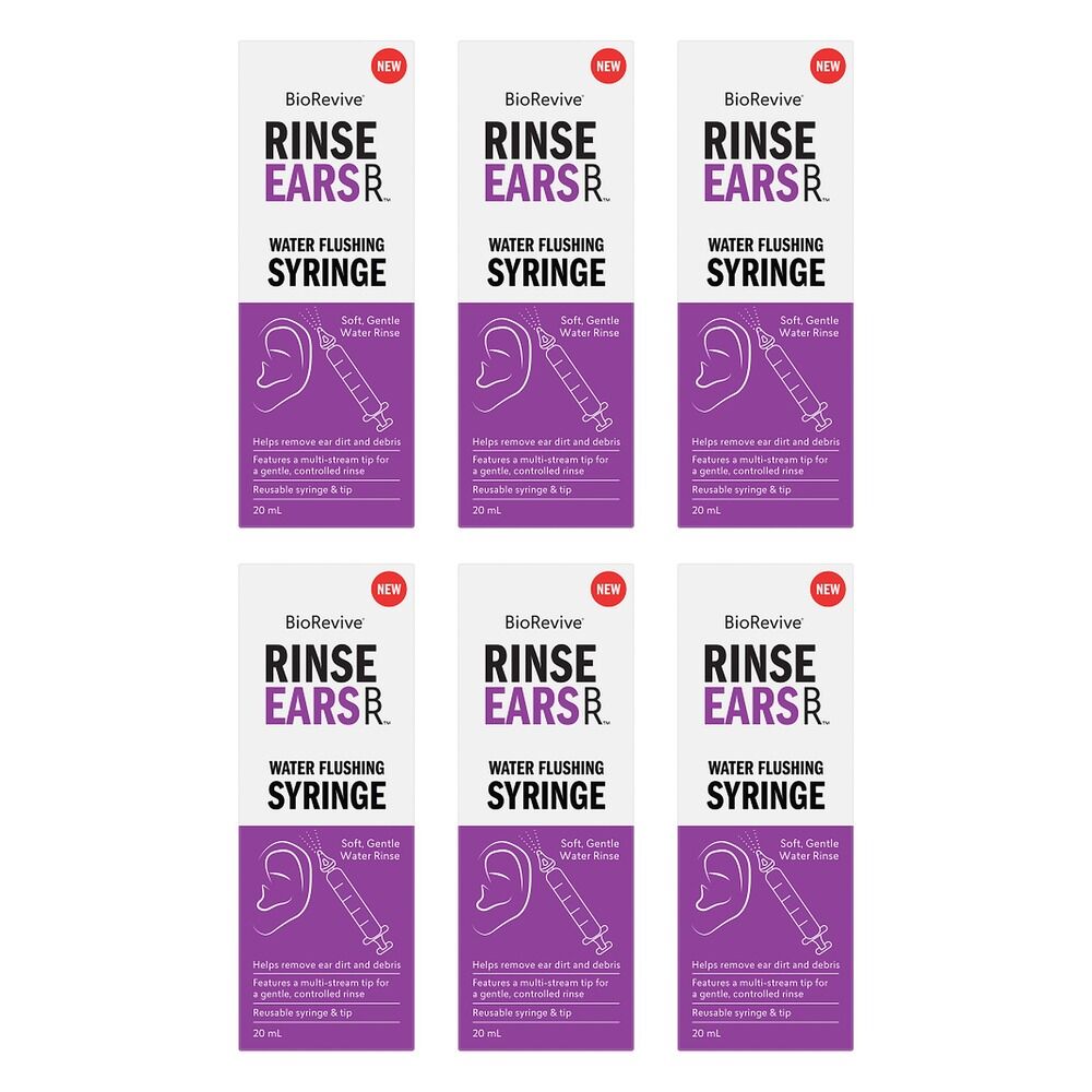 BioRevive RinseEars Water Flushing Syringe 20mL Pack of 6