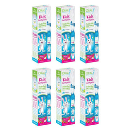 Oral7 Kids Toothpaste with Fluoride, Includes Free Toothbrush, 40mL Pack of 6