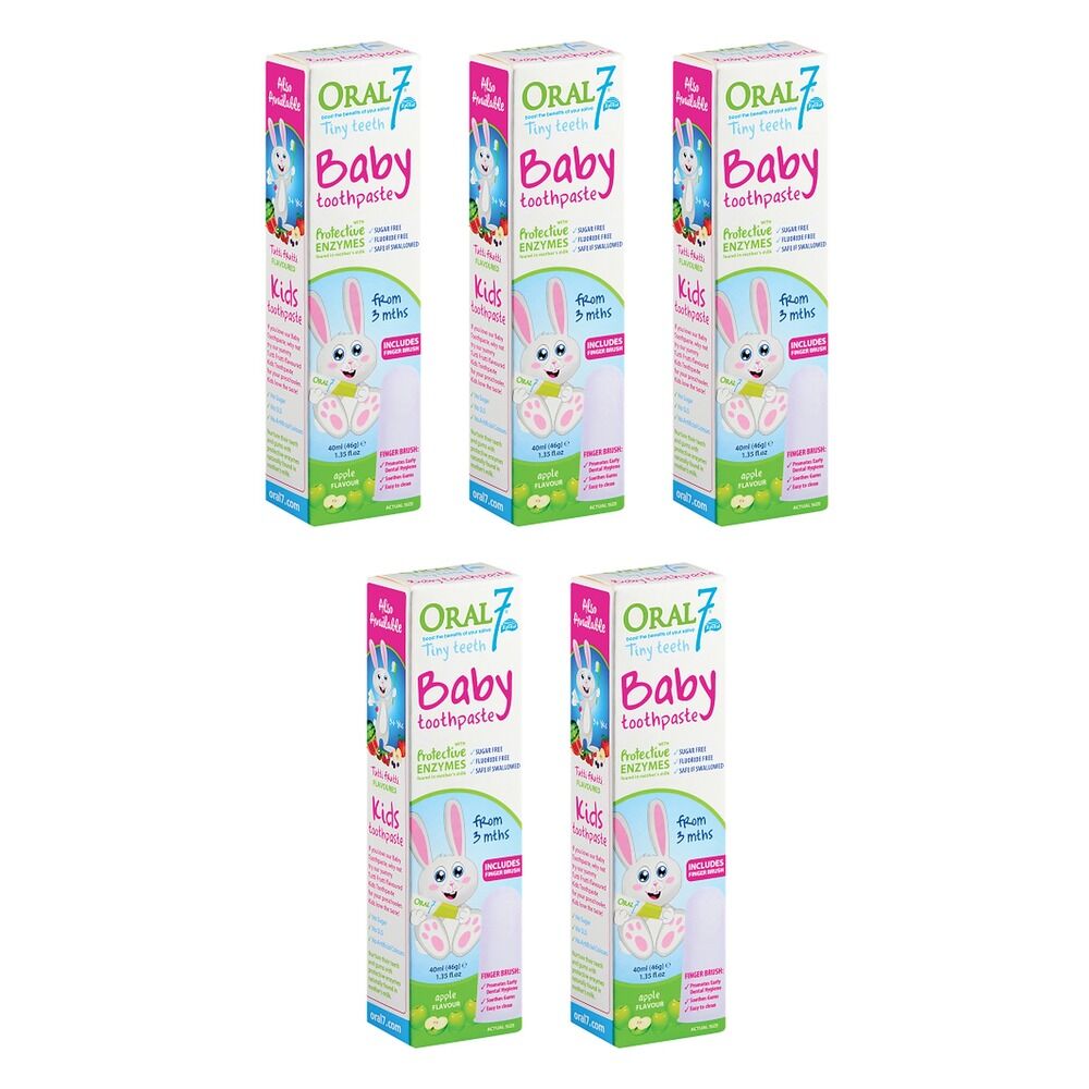 Oral7 Baby Toothpaste with Finger Brush 40mL Pack of 5