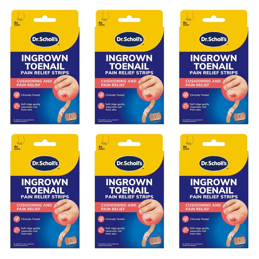 Scholl Ingrown Toenail Pain Relief Strips 6 Pack Bundle of 6