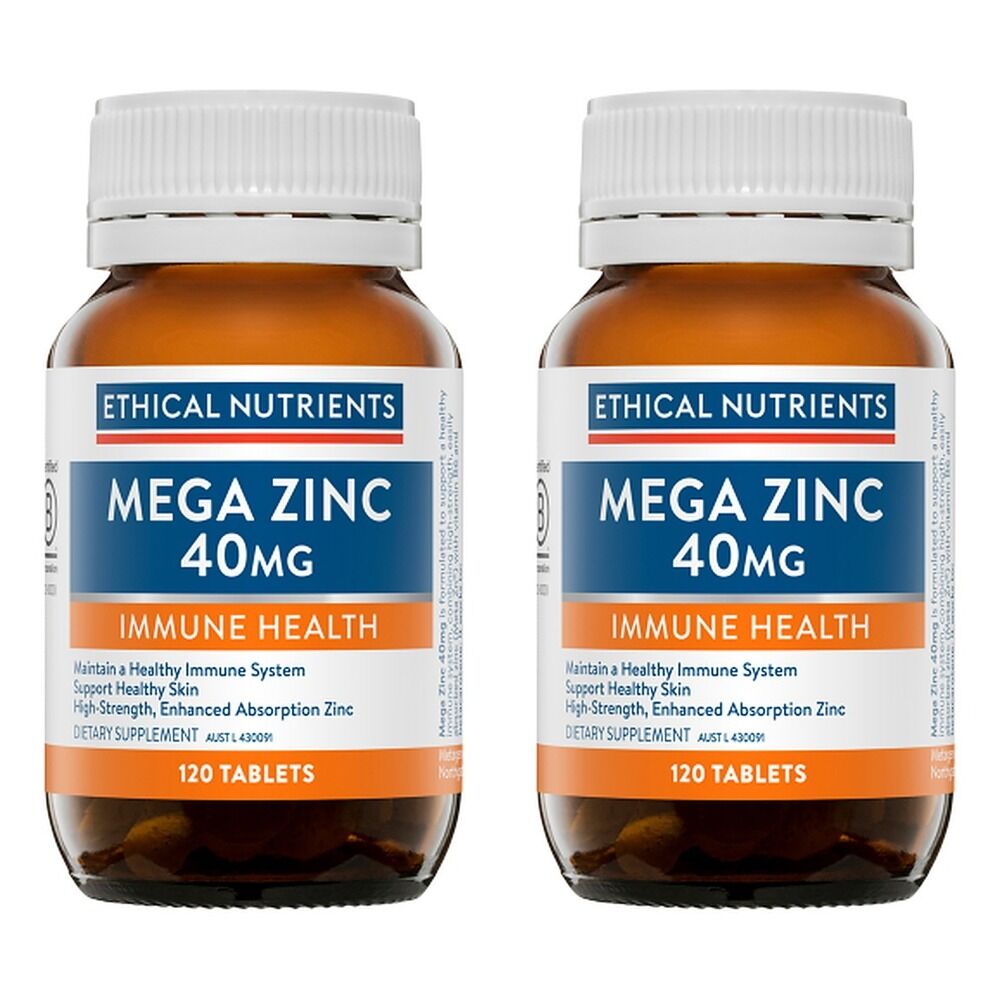 Ethical Nutrients Mega Zinc 40mg 120 Tablets Pack of 2