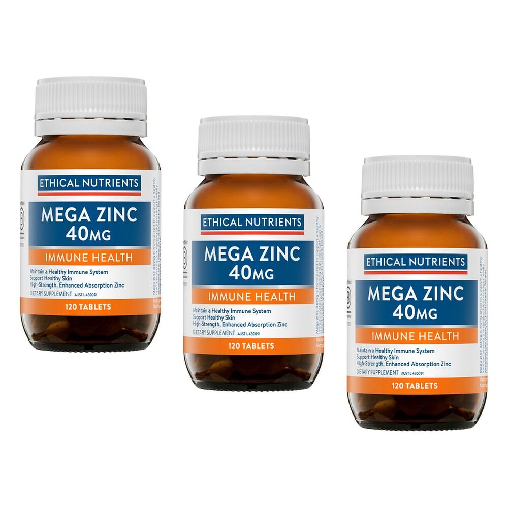 Ethical Nutrients Mega Zinc 40mg 120 Tablets Pack of 3
