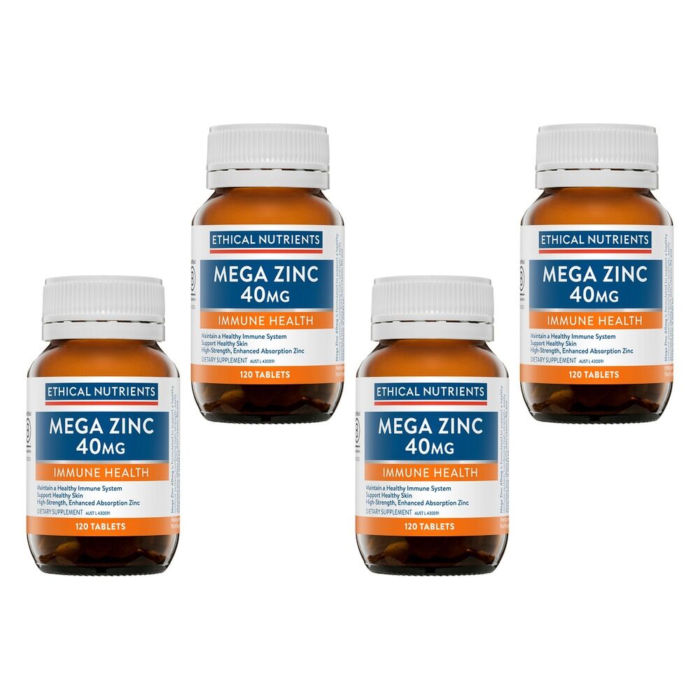 Ethical Nutrients Mega Zinc 40mg 120 Tablets Pack of 4