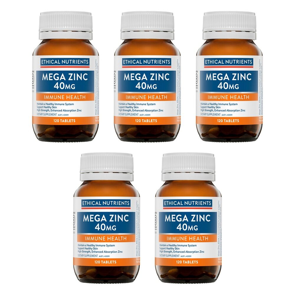 Ethical Nutrients Mega Zinc 40mg 120 Tablets Pack of 5