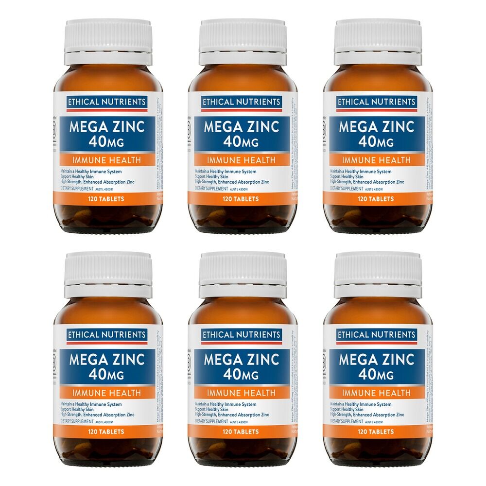 Ethical Nutrients Mega Zinc 40mg 120 Tablets Pack of 6