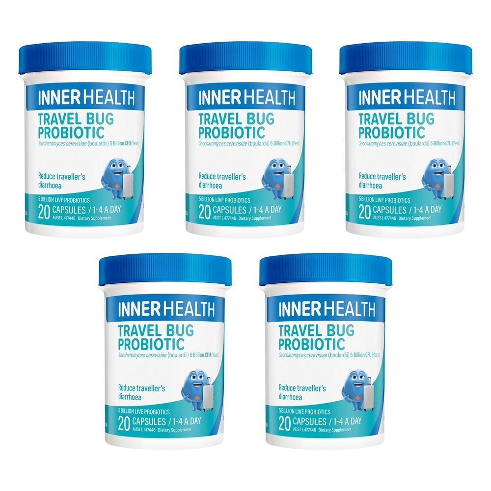 Inner Health Travel Bug Probiotic 20 Capsules Pack of 5