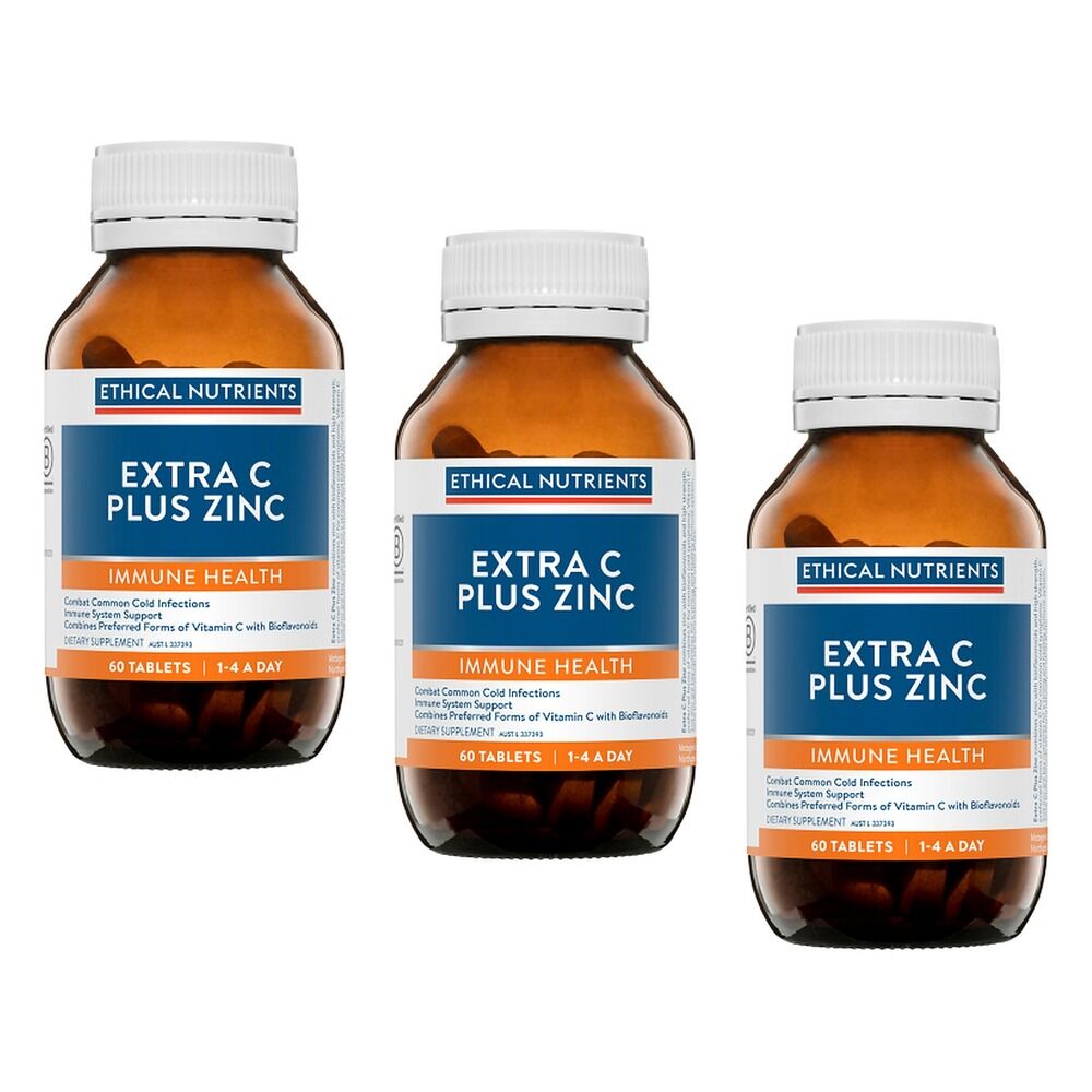 Ethical Nutrients Extra C Plus Zinc 60 Tablets Pack of 3