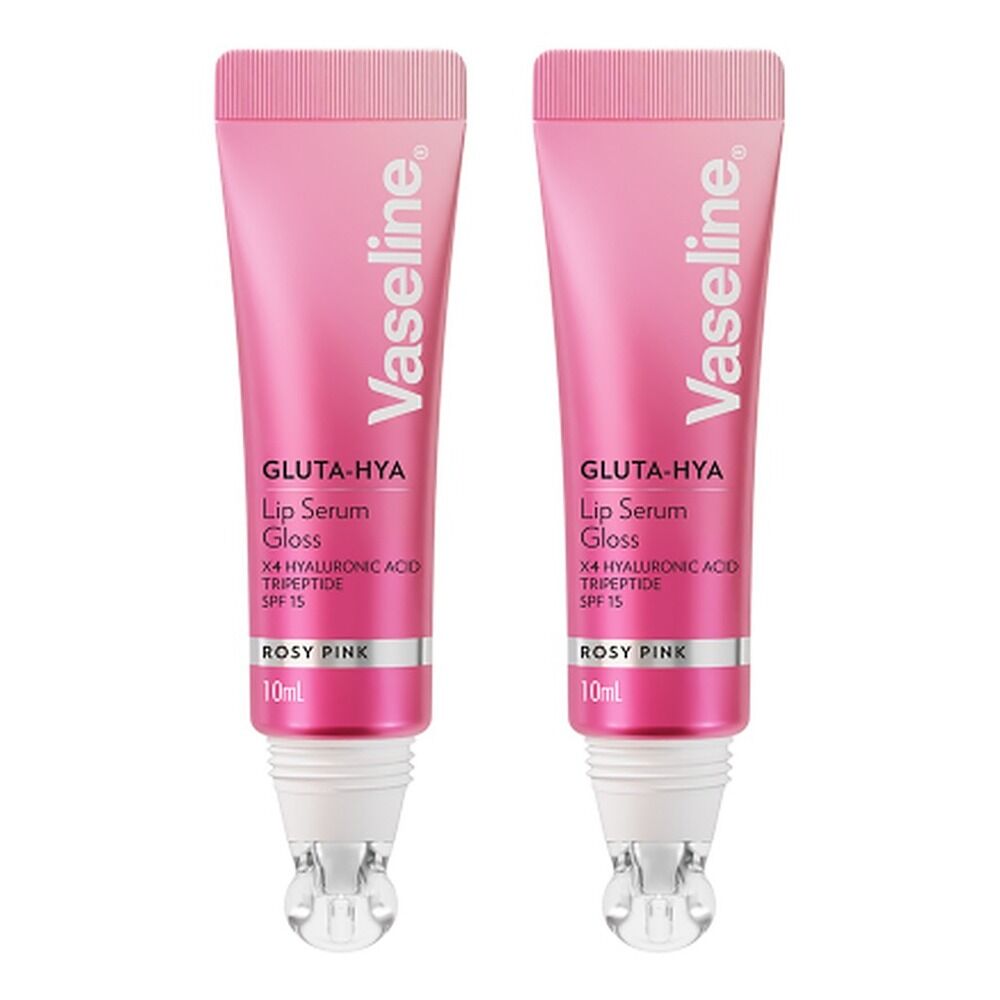 Vaseline Gluta-Hya Lip Serum Gloss Rosy Pink 10mL Pack of 2