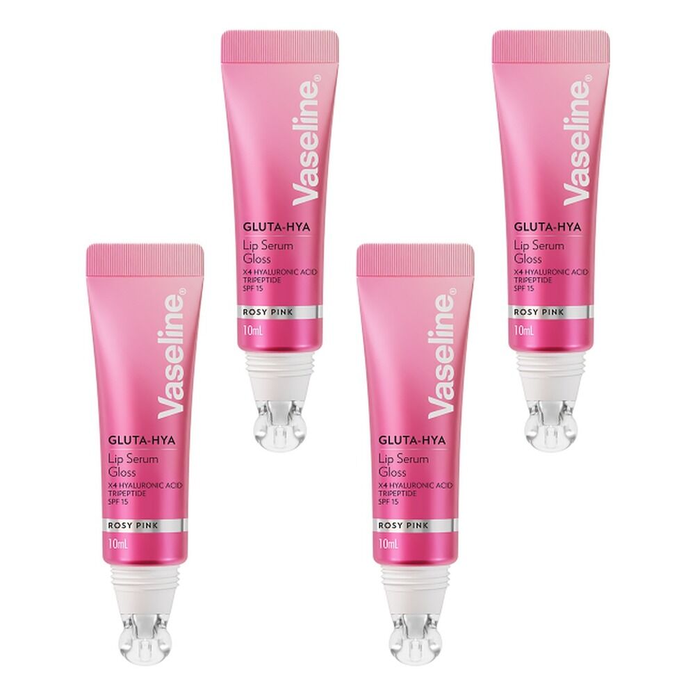 Vaseline Gluta-Hya Lip Serum Gloss Rosy Pink 10mL Pack of 4