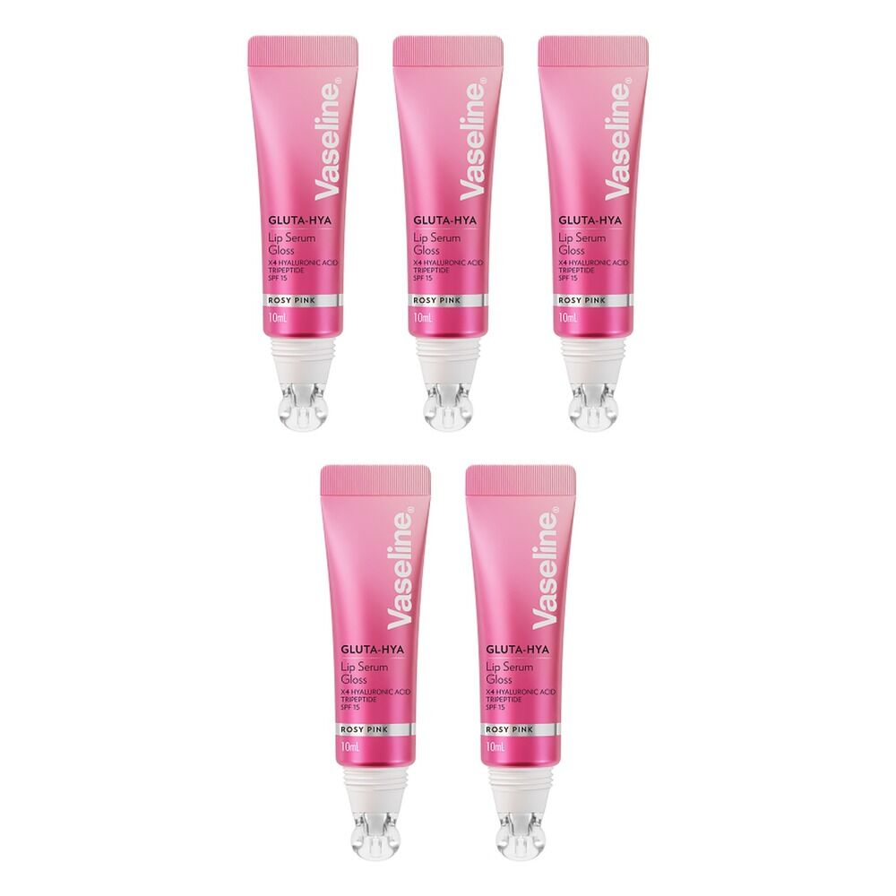 Vaseline Gluta-Hya Lip Serum Gloss Rosy Pink 10mL Pack of 5