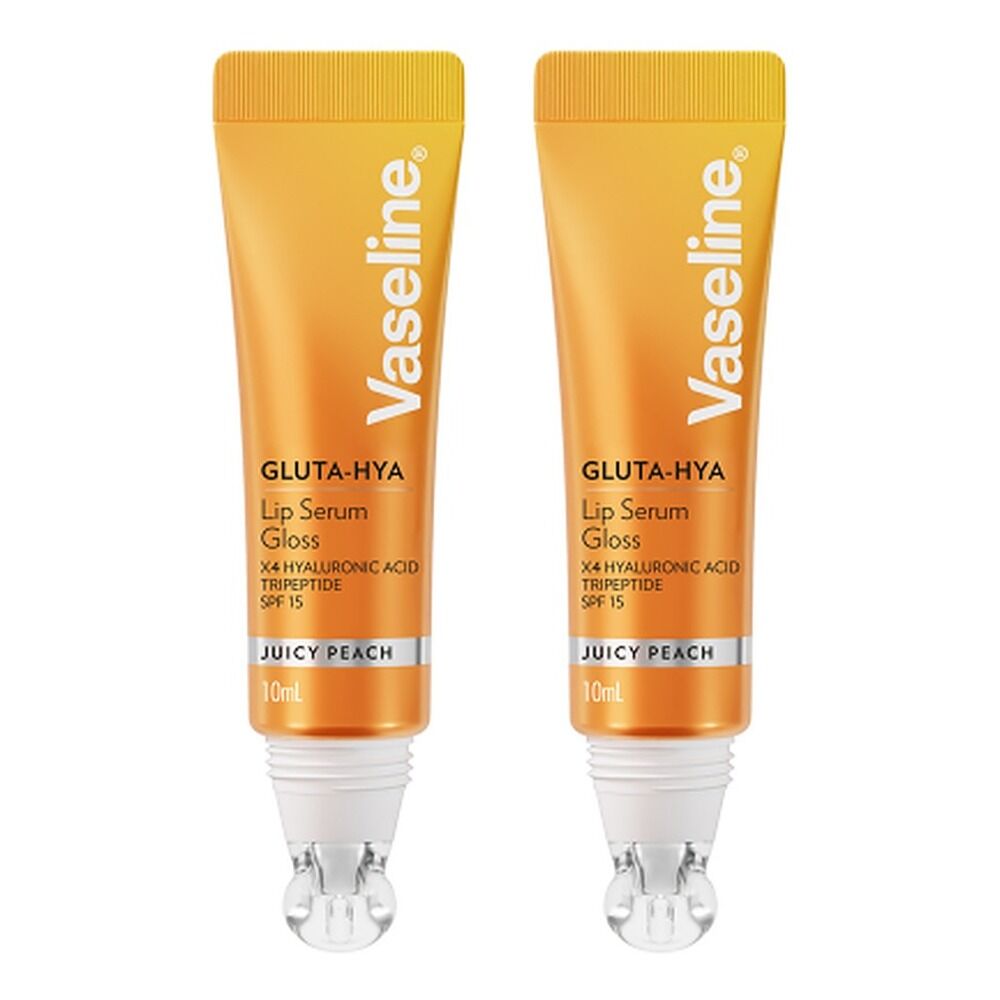 Vaseline Gluta-Hya Lip Serum Gloss Juicy Peach 10mL Pack of 2