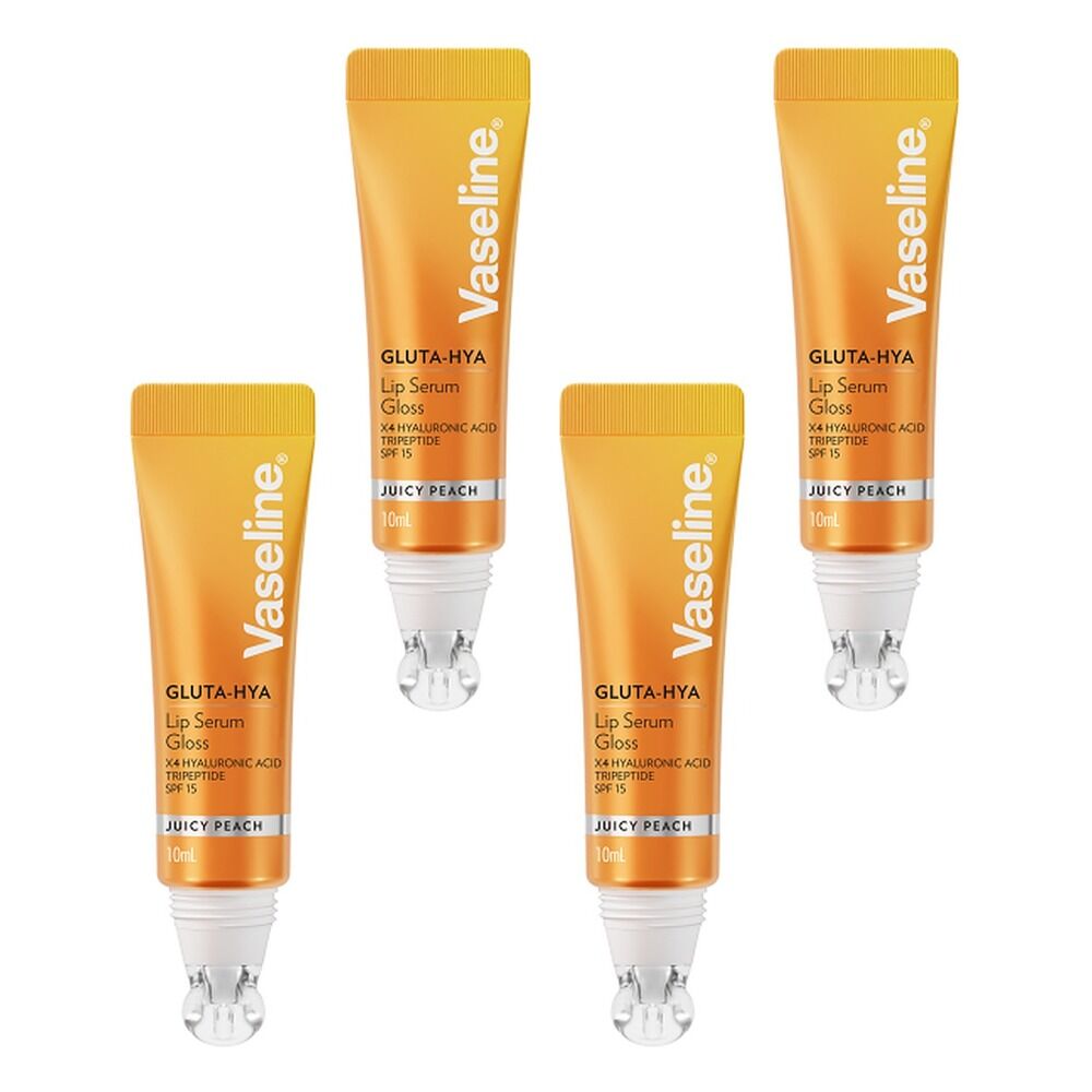 Vaseline Gluta-Hya Lip Serum Gloss Juicy Peach 10mL Pack of 4
