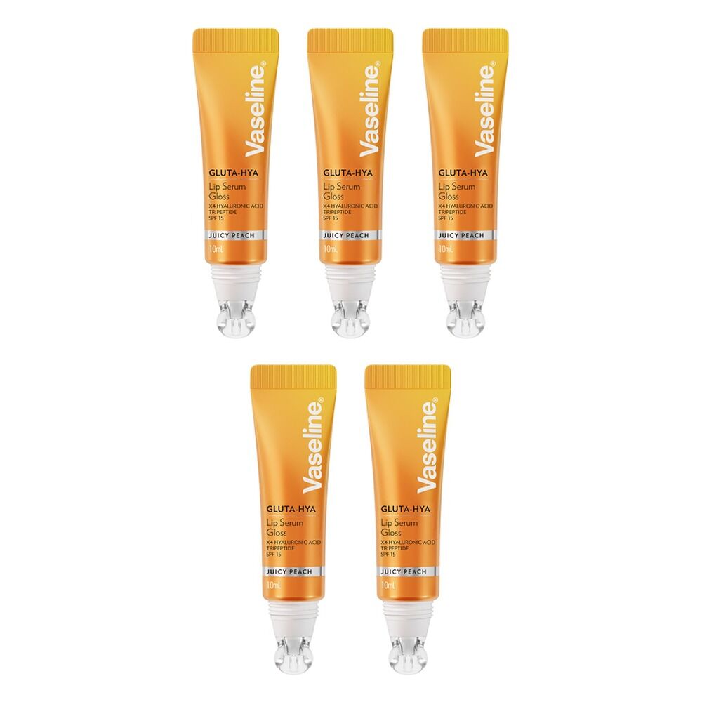 Vaseline Gluta-Hya Lip Serum Gloss Juicy Peach 10mL Pack of 5