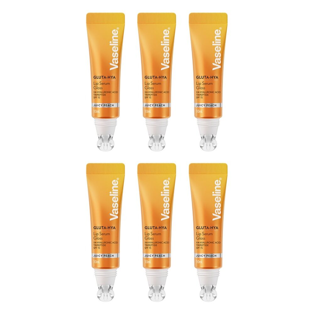 Vaseline Gluta-Hya Lip Serum Gloss Juicy Peach 10mL Pack of 6