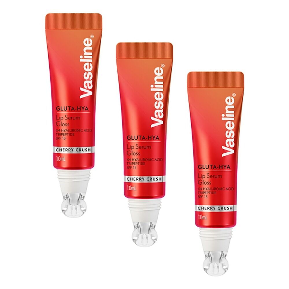 Vaseline Gluta-Hya Lip Serum Gloss Cherry Crush 10mL Pack of 3