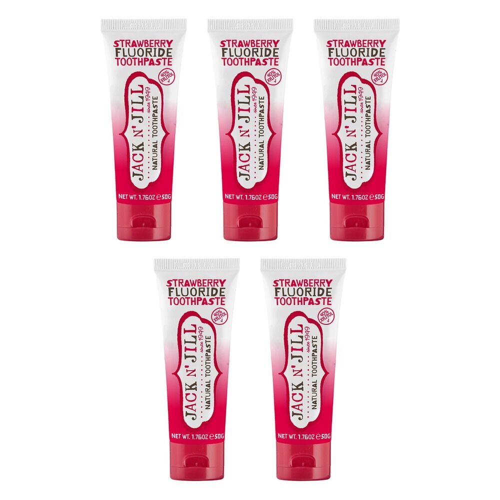 Jack N' Jill Natural Toothpaste Strawberry Fluoride 50g Pack of 5