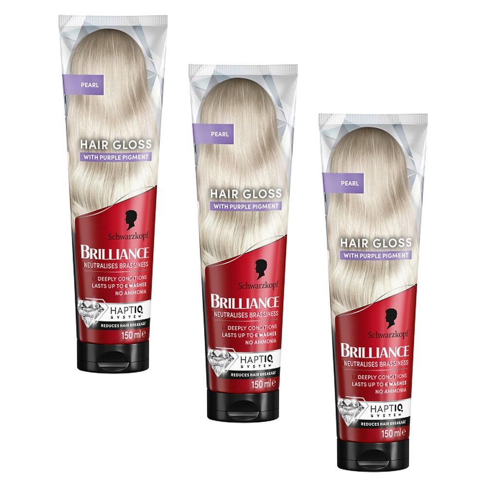 Schwarzkopf Brilliance Gloss Pearl Blonde Hair Dye Conditioner 150mL Pack of 3