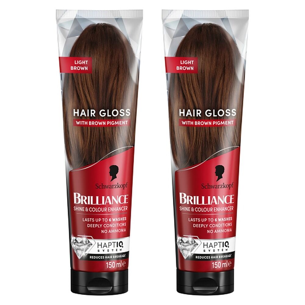 Schwarzkopf Brilliance Gloss Light Brown Hair Dye Conditioner 150mL Pack of 2