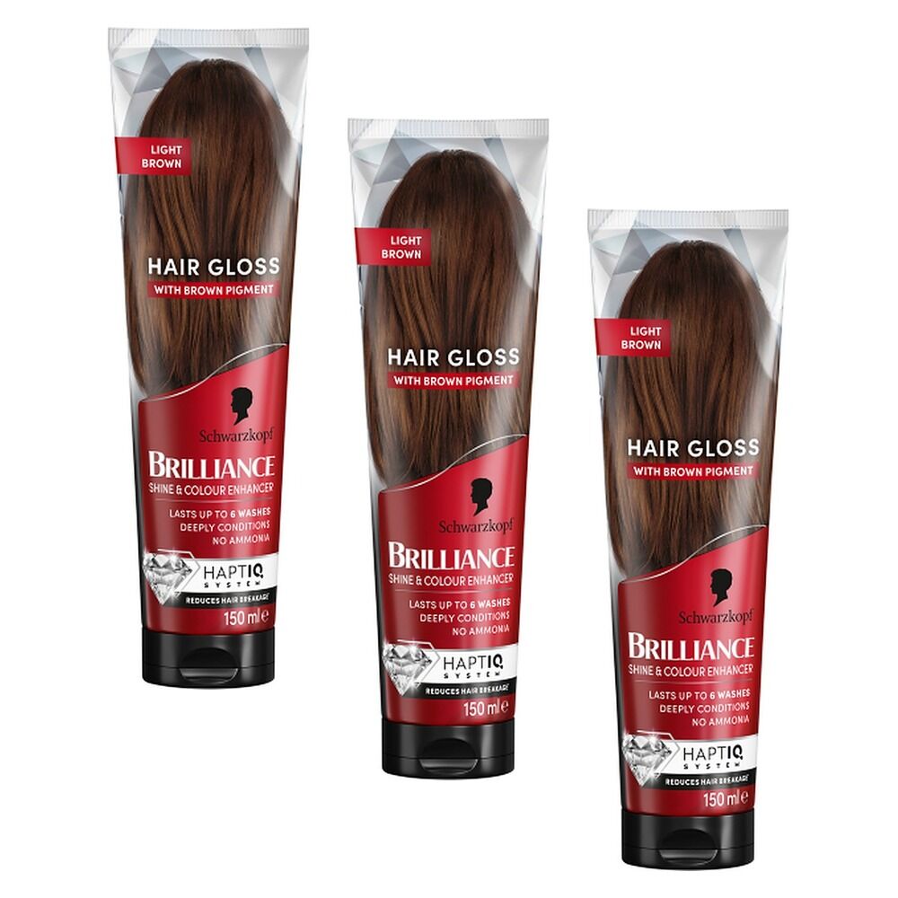 Schwarzkopf Brilliance Gloss Light Brown Hair Dye Conditioner 150mL Pack of 3