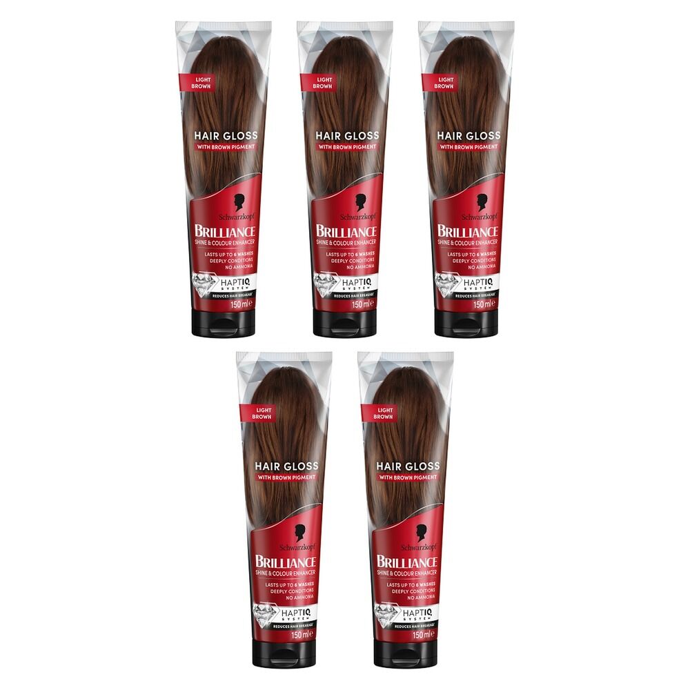 Schwarzkopf Brilliance Gloss Light Brown Hair Dye Conditioner 150mL Pack of 5