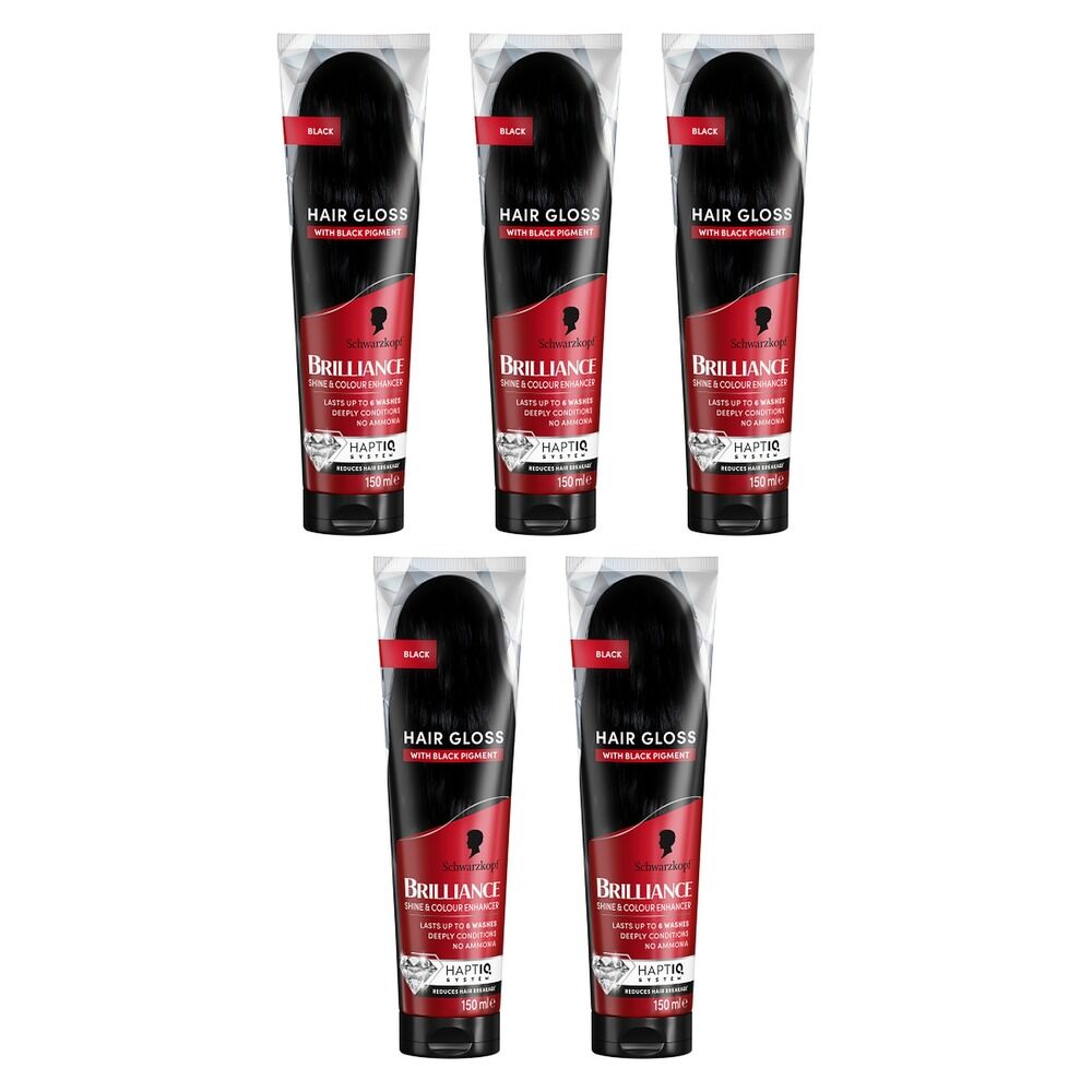 Schwarzkopf Brilliance Gloss Black Hair Dye Conditioner 150mL Pack of 5