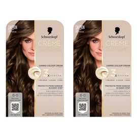 Schwarzkopf Creme Supreme 6-0 Natural Light Brown Hair Dye 245mL Pack of 2