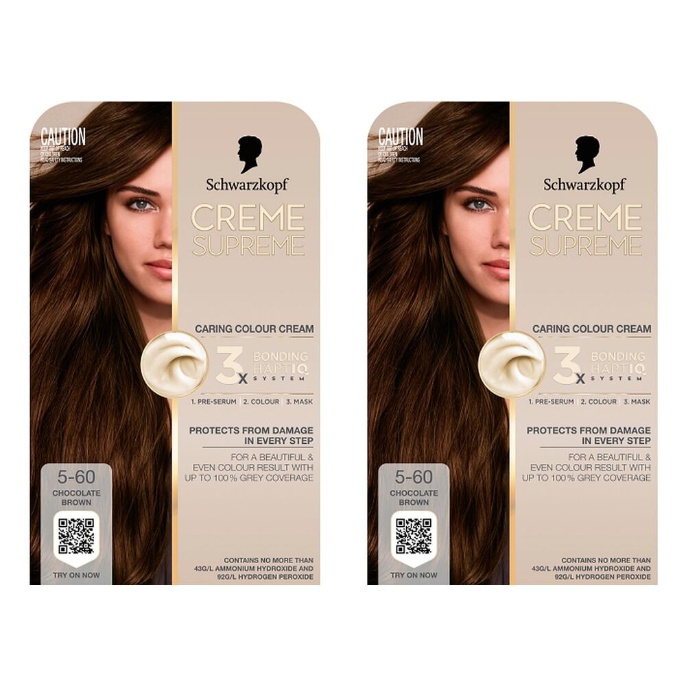 Schwarzkopf Creme Supreme 5-60 Natural Brown Hair Dye 245mL Pack of 2