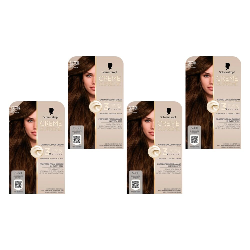 Schwarzkopf Creme Supreme 5-60 Natural Brown Hair Dye 245mL Pack of 4
