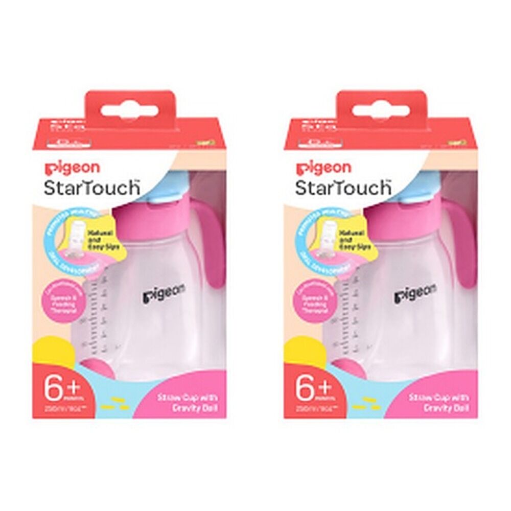 Pigeon Startouch Straw Cup + Gravity Ball Bubblegum 250mL Pack of 2