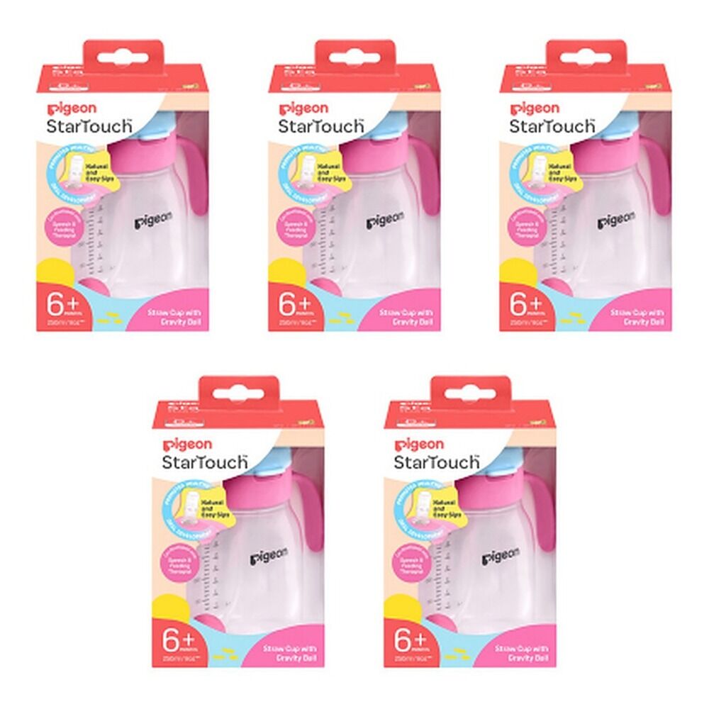 Pigeon Startouch Straw Cup + Gravity Ball Bubblegum 250mL Pack of 5
