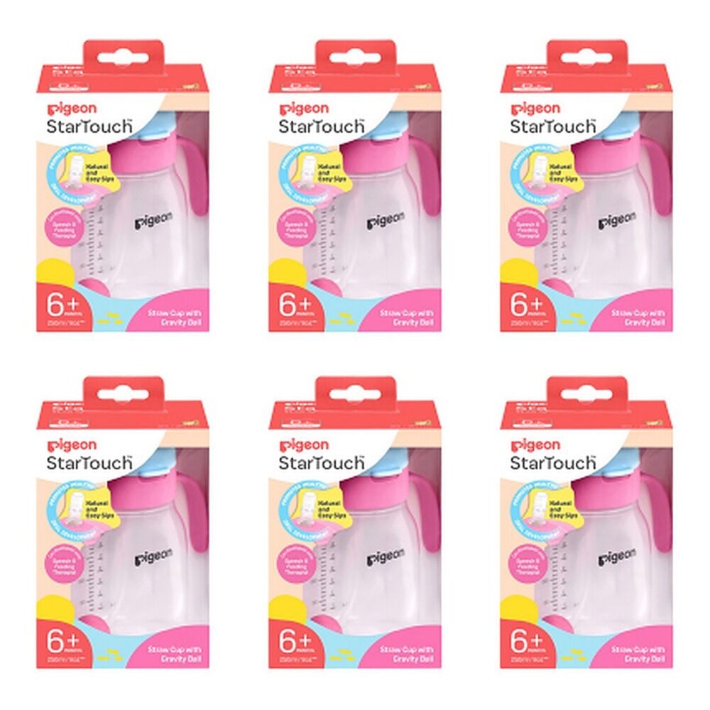 Pigeon Startouch Straw Cup + Gravity Ball Bubblegum 250mL Pack of 6