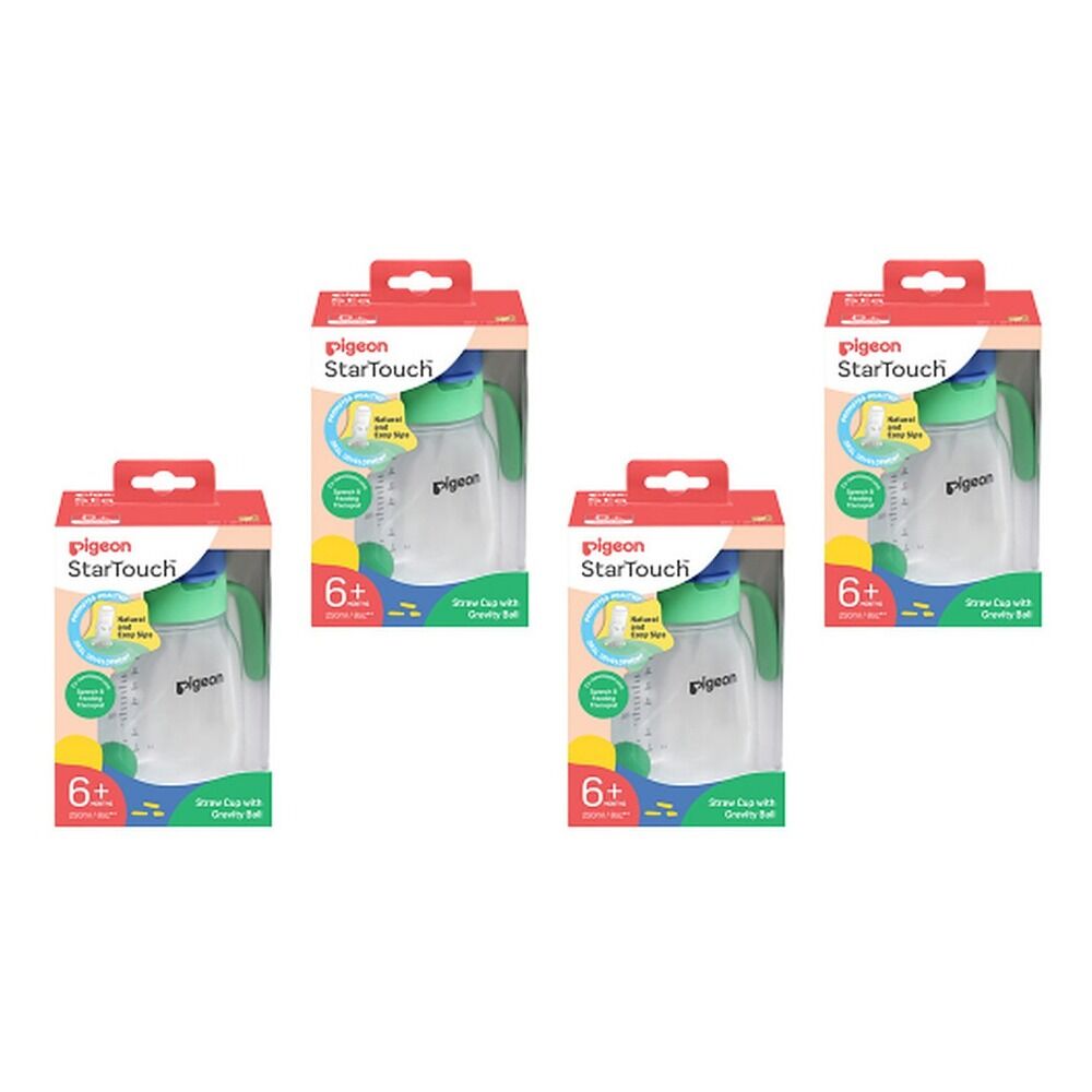 Pigeon Startouch Straw Cup + Gravity Ball Mint To Be 250mL Pack of 4