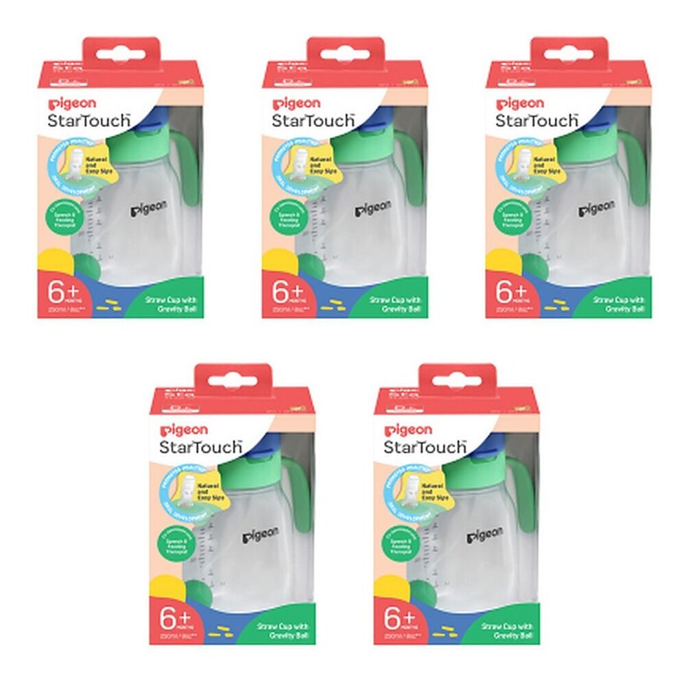 Pigeon Startouch Straw Cup + Gravity Ball Mint To Be 250mL Pack of 5
